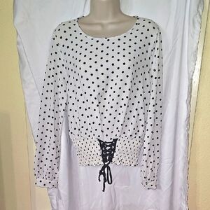 Elegant Black and White Polka Dot Blouse